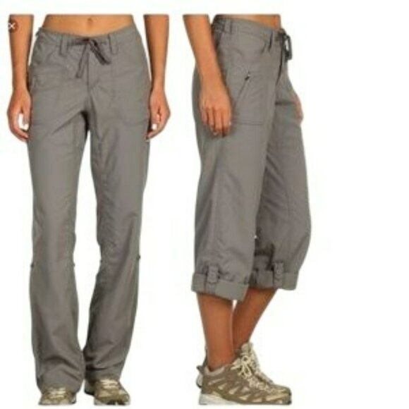 North Face Womens 6 Convertible Hiking Cargo Pants Gray Nylon Zip Off Legs - Picture 1 of 15